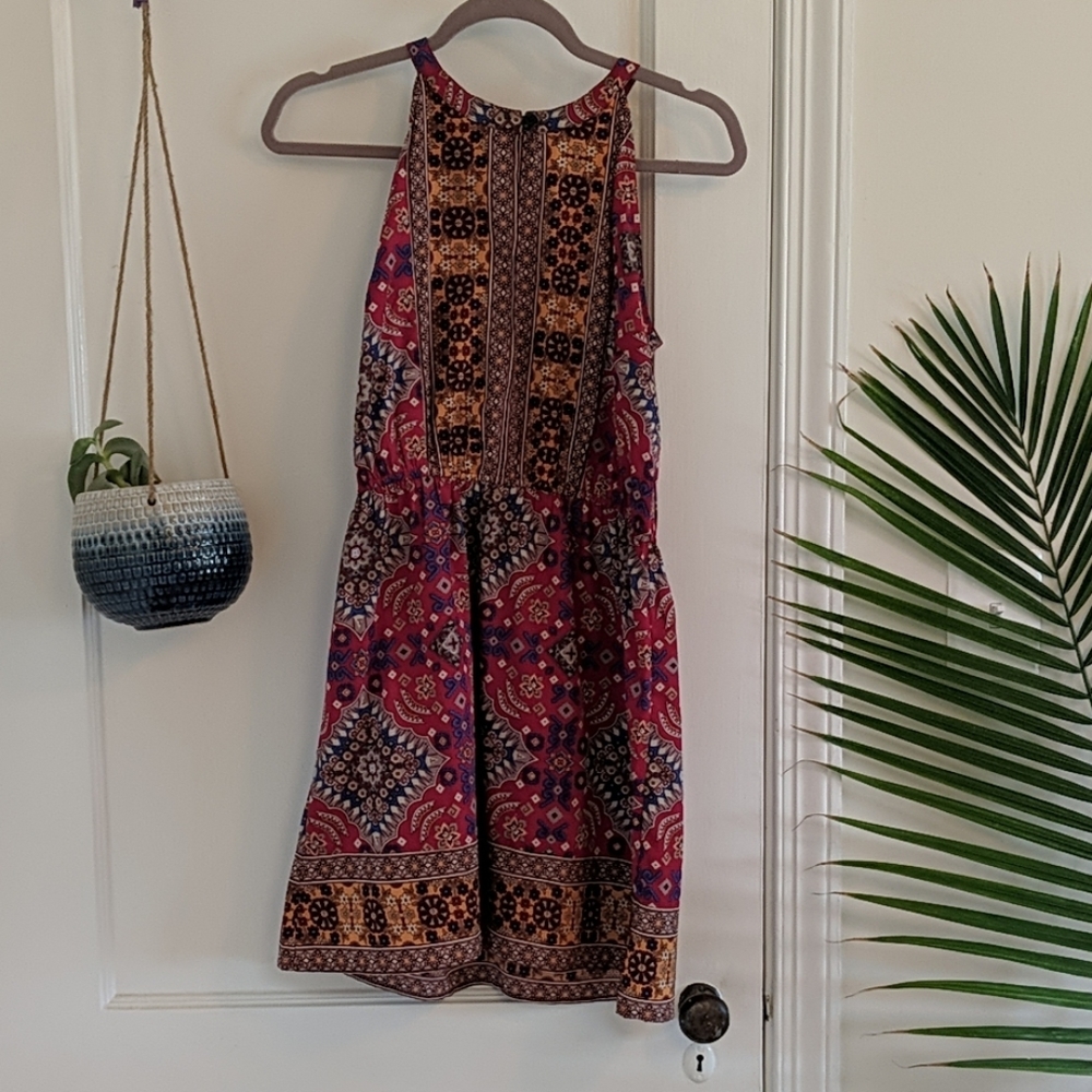 Boohoo handkerchief printed keyhole neck